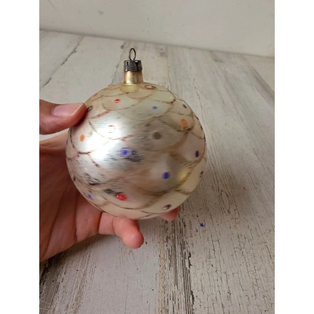 Vintage Poland mermaid glass ornament rainbow jumbo Xmas tree